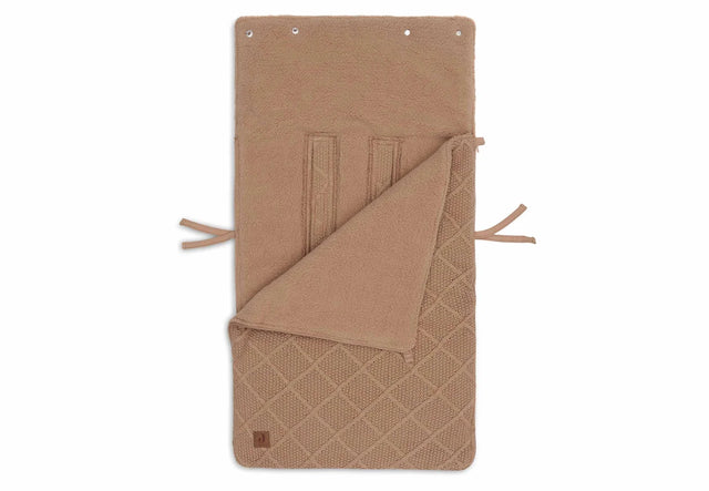 Jollein šiltas vokelis autokėdutei 0+ ir vežimėliui Check Knit Biscuit