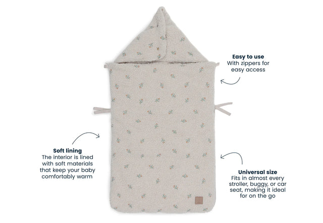 Jollein šiltas vokelis autokėdutei 0+ ir vežimėliui Teddy Lovely