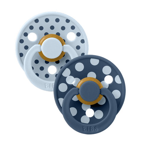 BIBS Studio Collection Polka Dots čiulptukų rinkinys 2 dydis (6 - 18 mėn.) Polkadot Baby Blue / Steel Blue