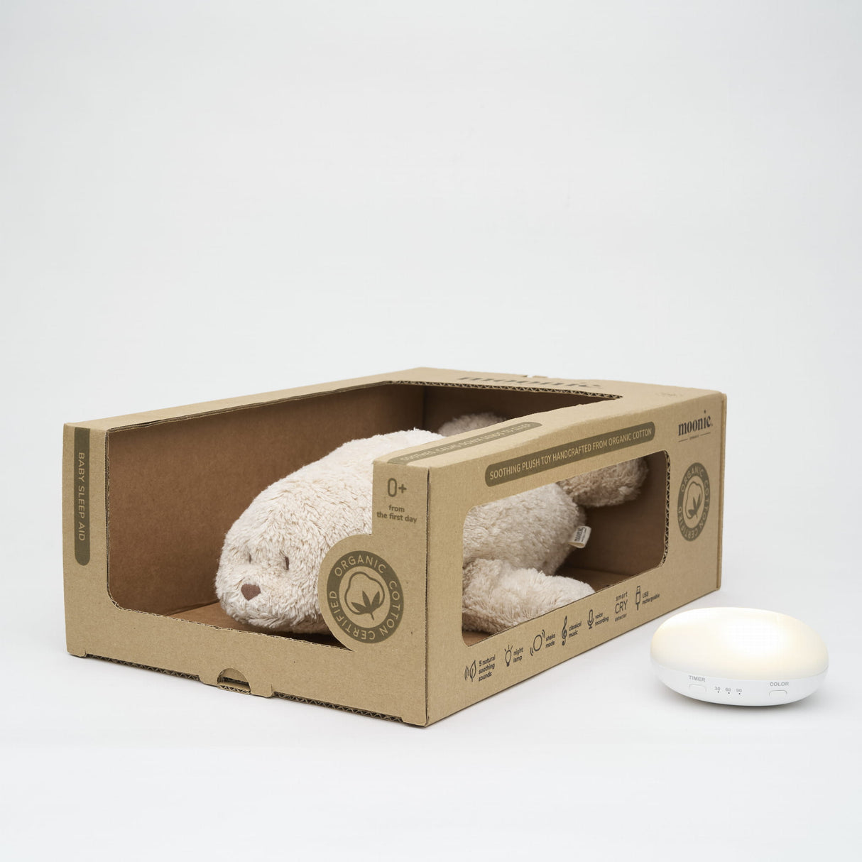 Moonie 2.0 migdukas ruoniukas Organic Humming Seal - Polar su garso įrašymo funkcija