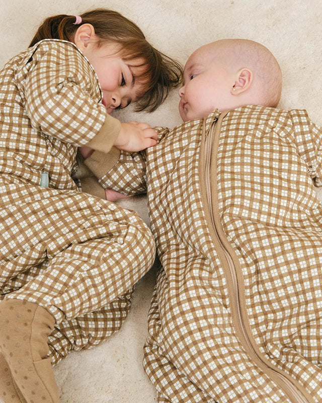 Molis&Co kūdikio miegmaišis su nusegamomis rankovėmis TOG 1 Brown Checks
