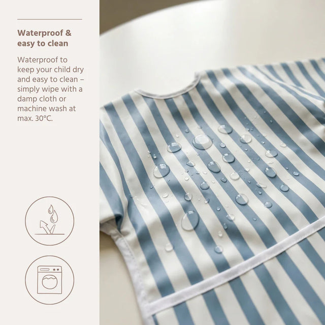 Meyco Baby neperšlampamas seilinukas su rankovėmis 6–24 mėn., Fat Stripe Jeans Blue