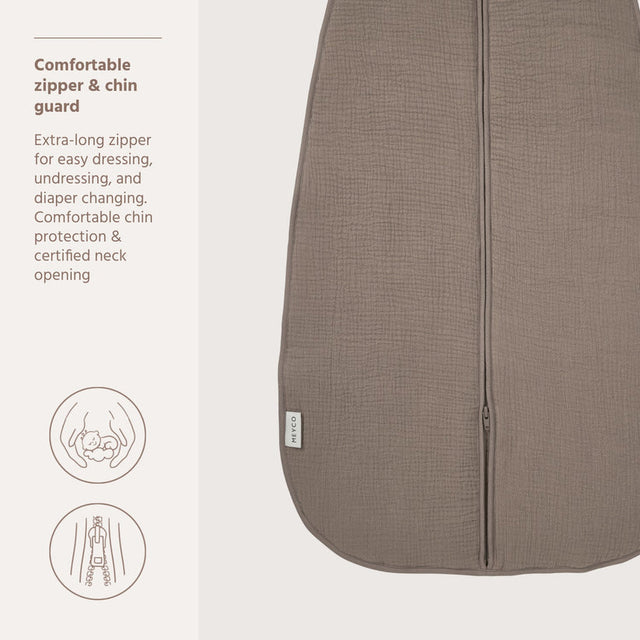 Meyco Baby pašiltintas muslino miegmaišis, 2.0 TOG, Dark Taupe