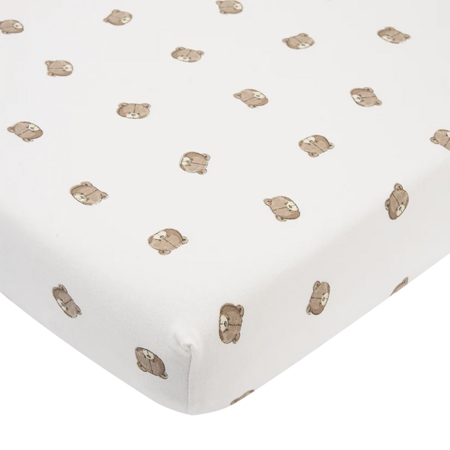 Meyco Baby medvilninė jersey paklodė su guma 60 × 120 cm, Bear Multicolor