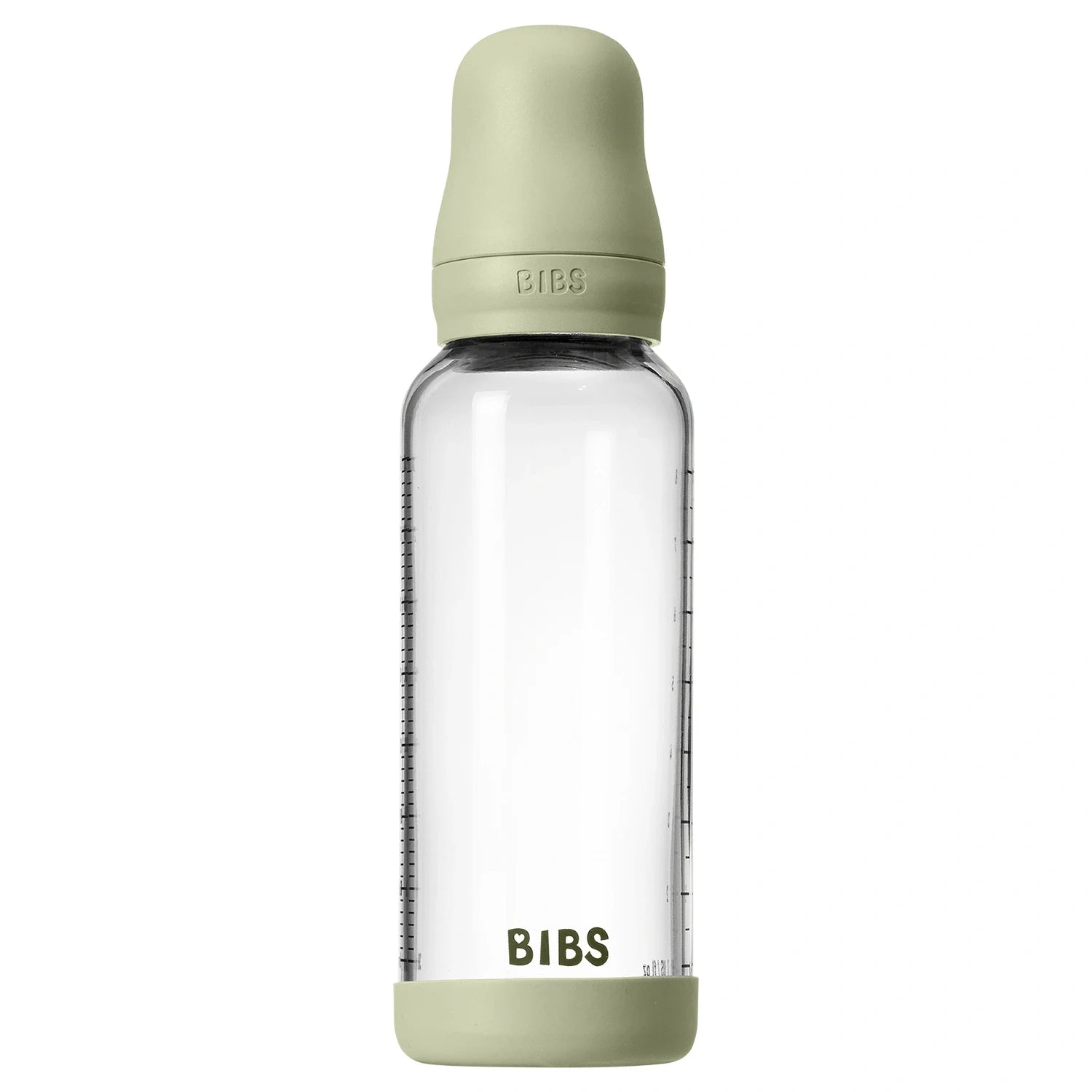 BIBS naujasis stiklinis buteliukas nuo dieglių 240 ml medium flow pilnas komplektas Sage