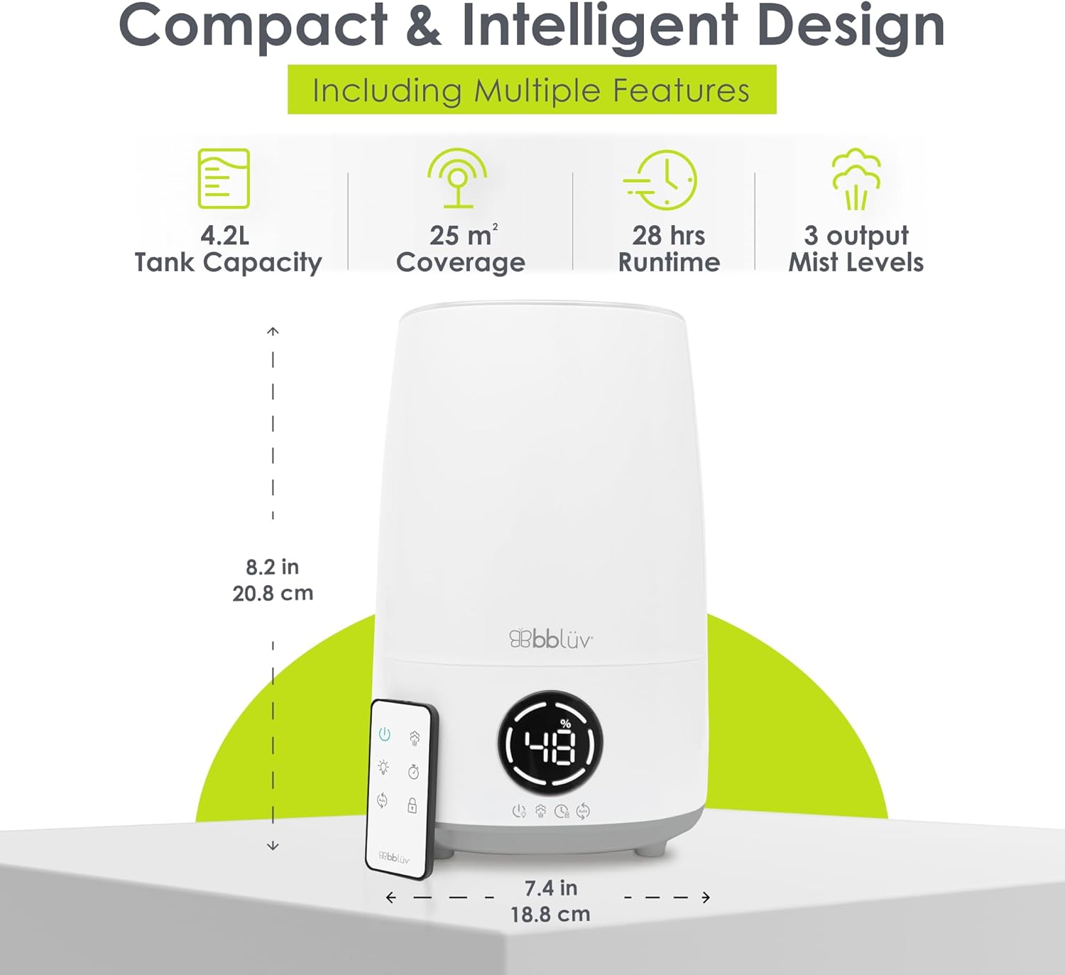 BBLUV Umid 4 vienā ultraskaņas gaisa mitrinātājs un gaisa attīrītājs