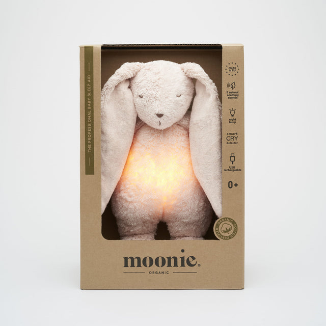 Moonie 2.0 migdukas Organic Humming Bunny - Rose su garso įrašymo funkcija