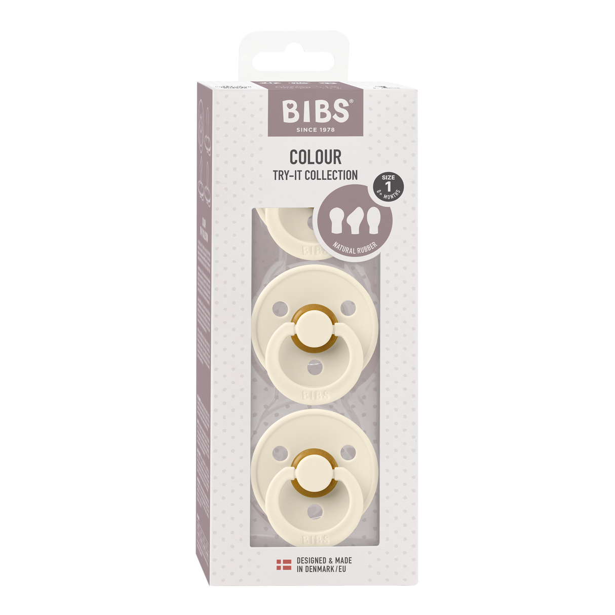 BIBS knupīšu komplekts Color Try-it 3 gab. Ziloņkauls