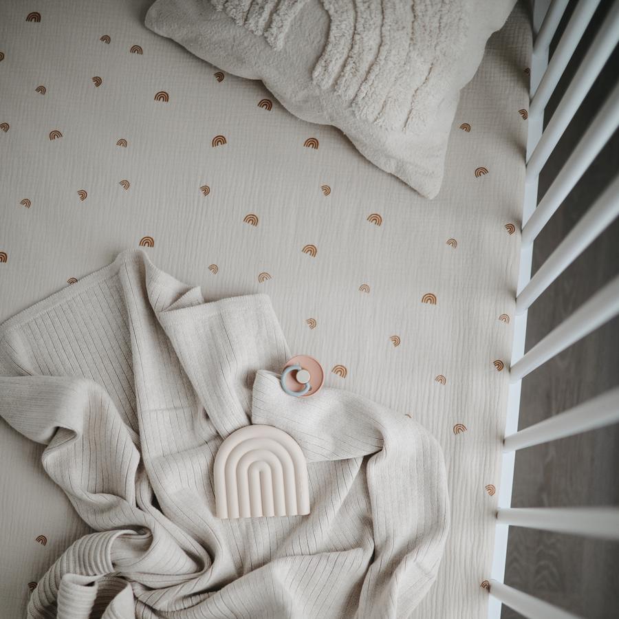 Mushie megztas pledas Ribbed Beige Melange