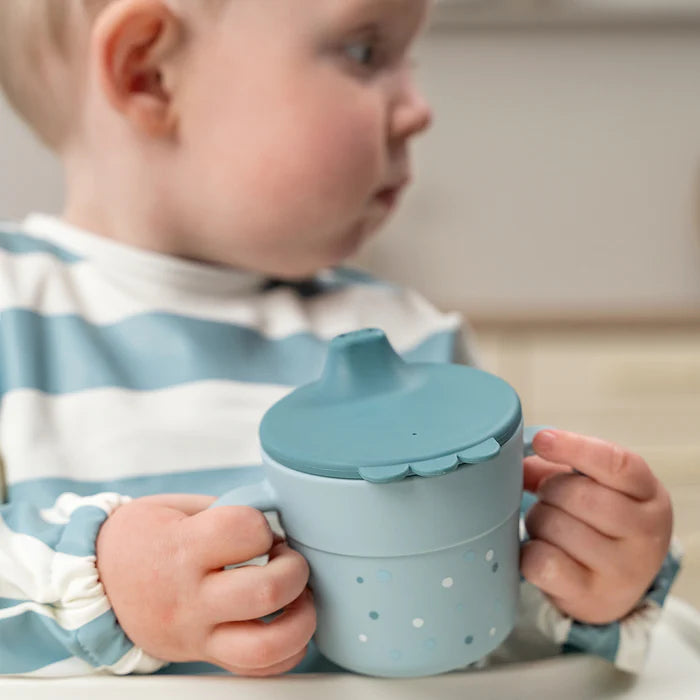 Done by Deer puodelis su snapeliu Foodie Happy dots Blue