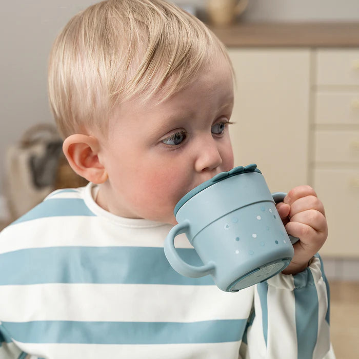 Done by Deer puodelis su snapeliu Foodie Happy dots Blue