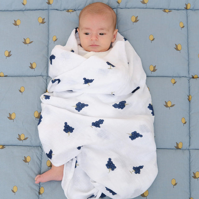 Mushie musliinmähe orgaanilisest puuvillast Blue Stripe