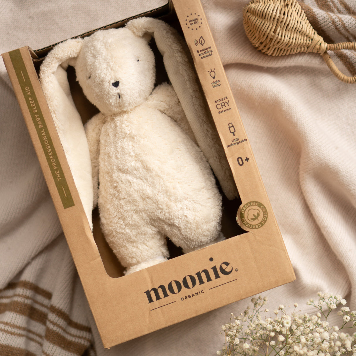 Moonie 2.0 migdukas Organic Humming Bunny - Polar su garso įrašymo funkcija