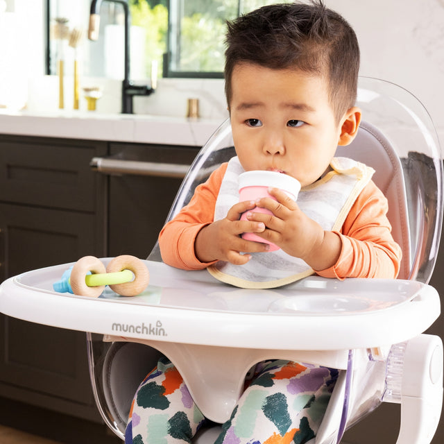 Munchkin silikoninis puodelis su šiaudeliu (coral)