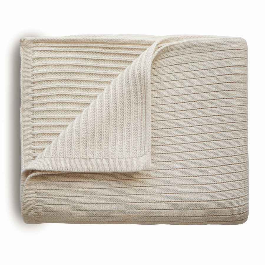 Mushie megztas pledas Ribbed Beige Melange
