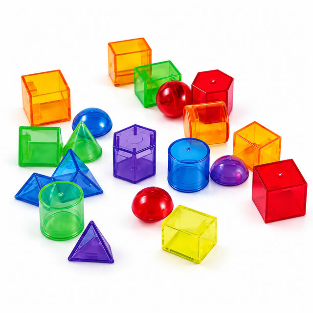 Permatomos geometrinės figūros vaikams, 60 vnt.