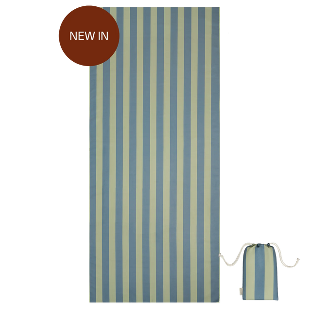 Molis&Co mikropluošto paplūdimio rankšluostis Green & Blue Stripes