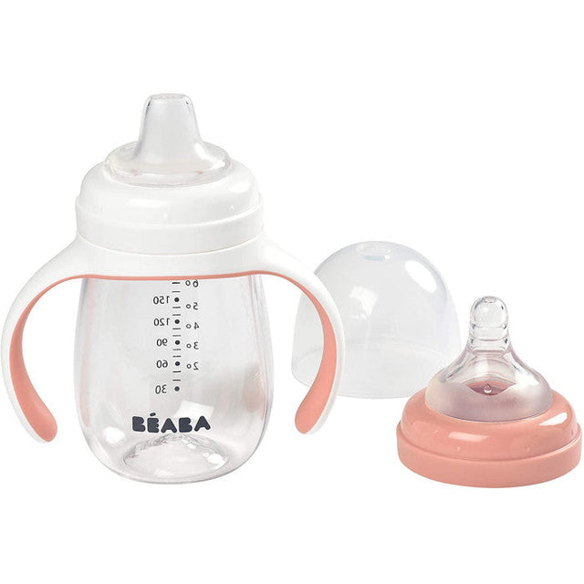 BEABA mokomasis buteliukas-gertuvė 2in1, 210 ml, Old Pink