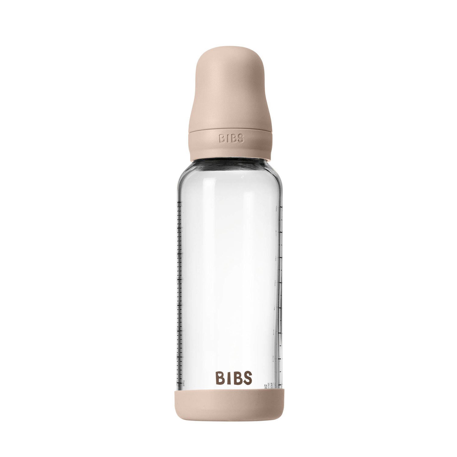 BIBS naujasis stiklinis buteliukas nuo dieglių 240 ml medium flow pilnas komplektas Blush