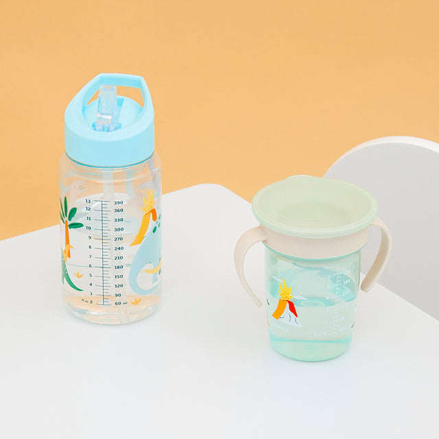 Miniland vaikiška gertuvė su šiaudeliu Kiddie Bottle Jurassic, 450 ml