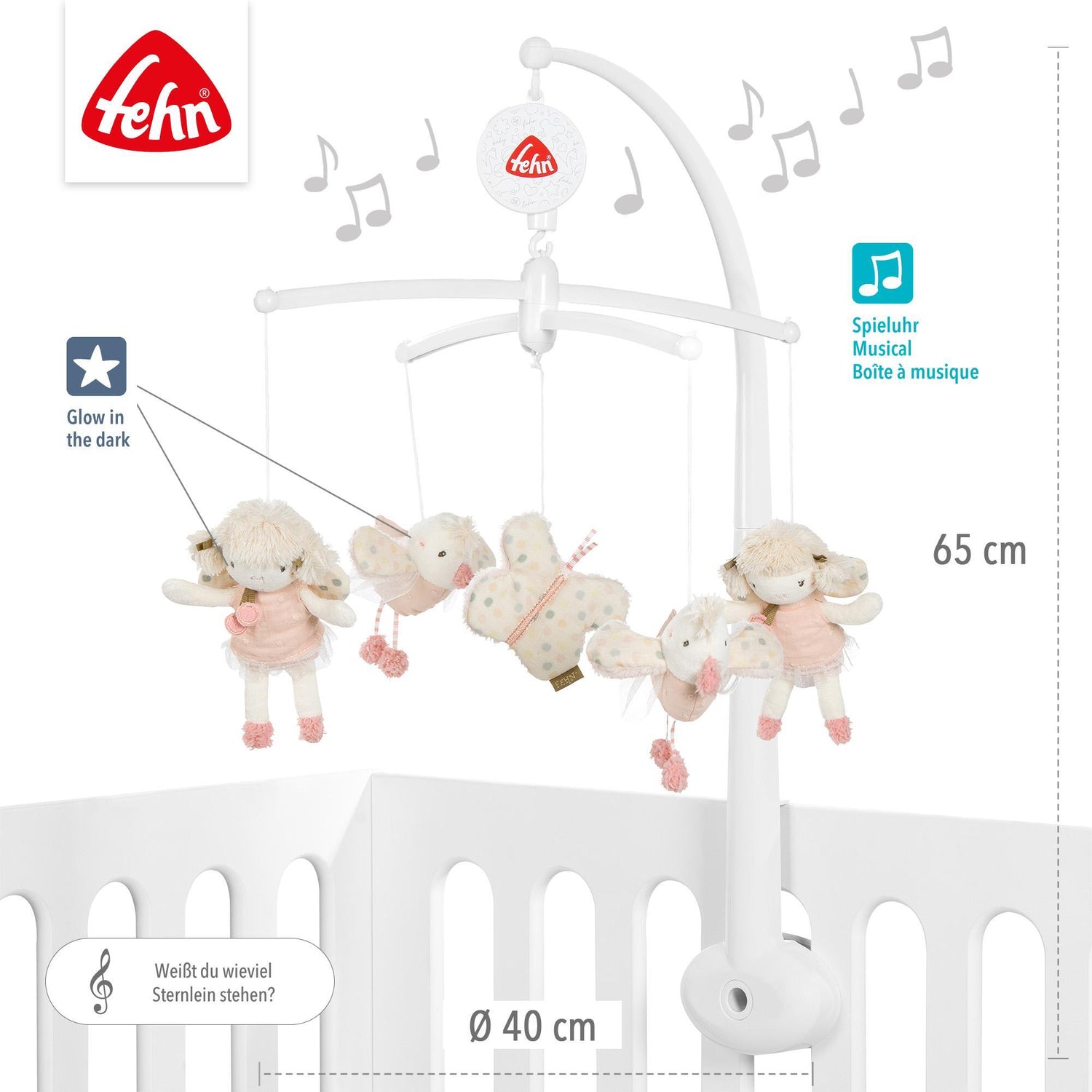 Fehn muzikinė karuselė šviečianti tamsoje LAND Pink
