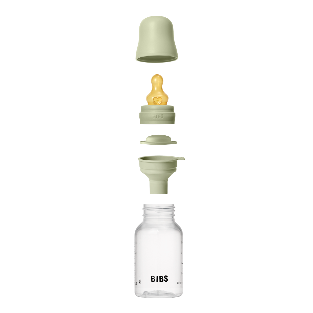 BIBS plastikinis buteliukas nuo dieglių 150 ml (Sage) pilnas komplektas