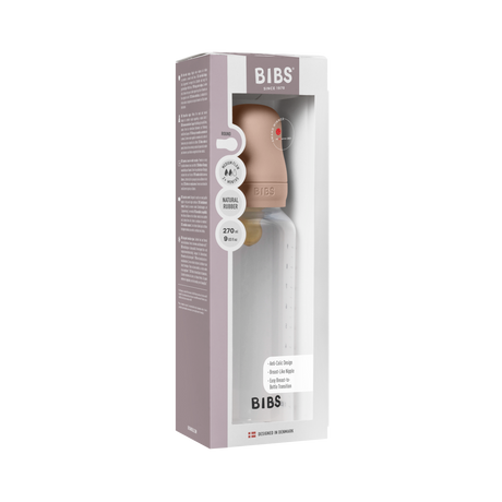 BIBS plastikinis buteliukas nuo dieglių 270 ml (Blush) pilnas komplektas