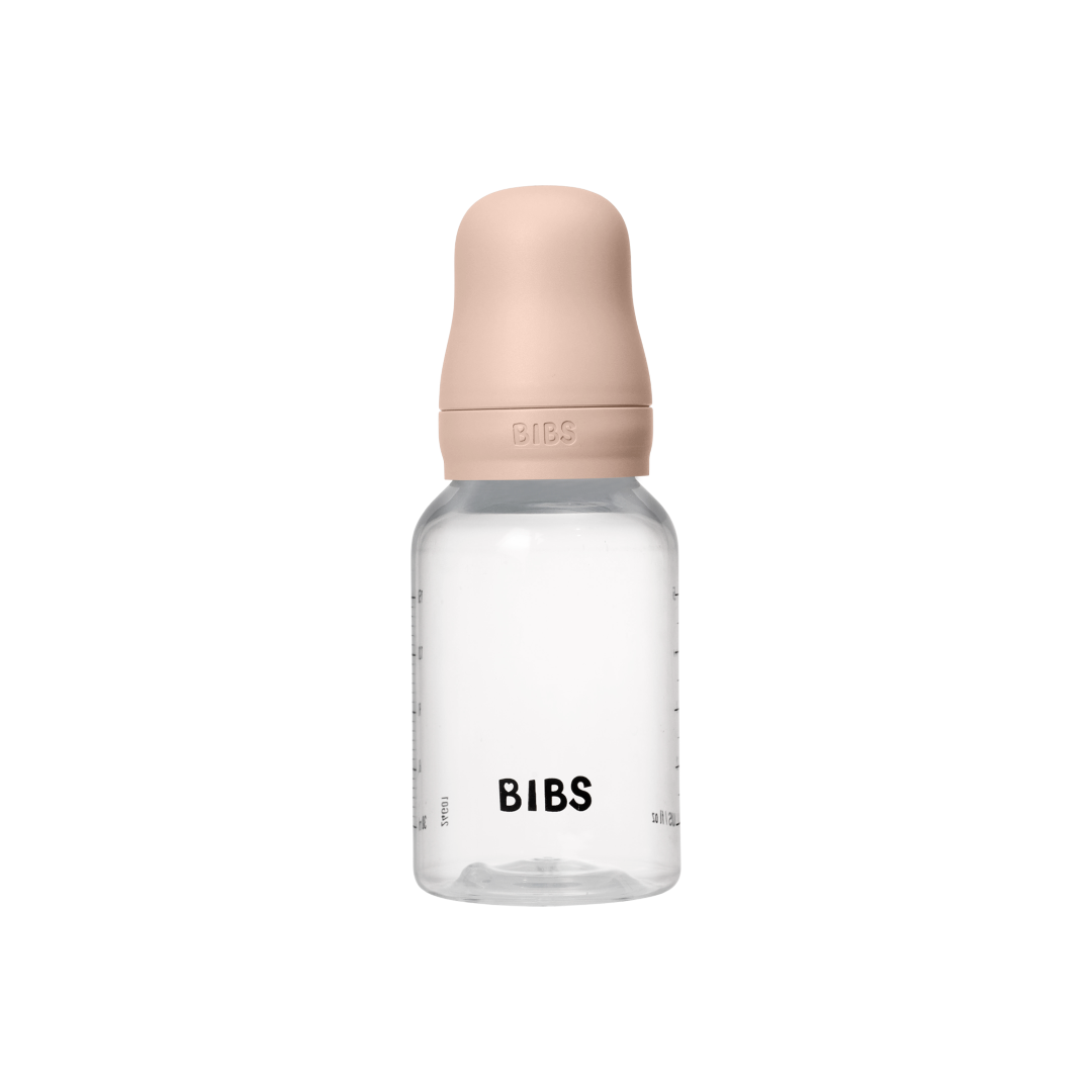 BIBS plastikinis buteliukas nuo dieglių 150 ml (Blush) pilnas komplektas