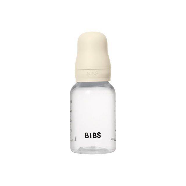 BIBS plastikinis buteliukas nuo dieglių 150 ml (Ivory) pilnas komplektas
