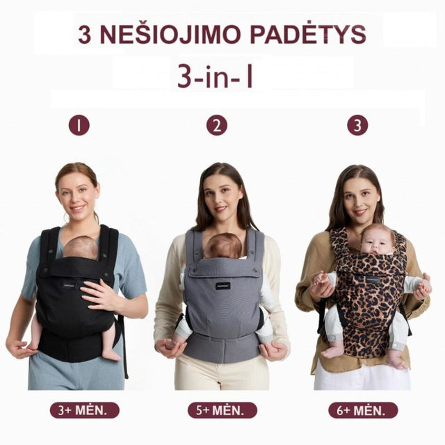 Momcozy ergonominė kūdikių nešioklė su tinkleliu, juoda