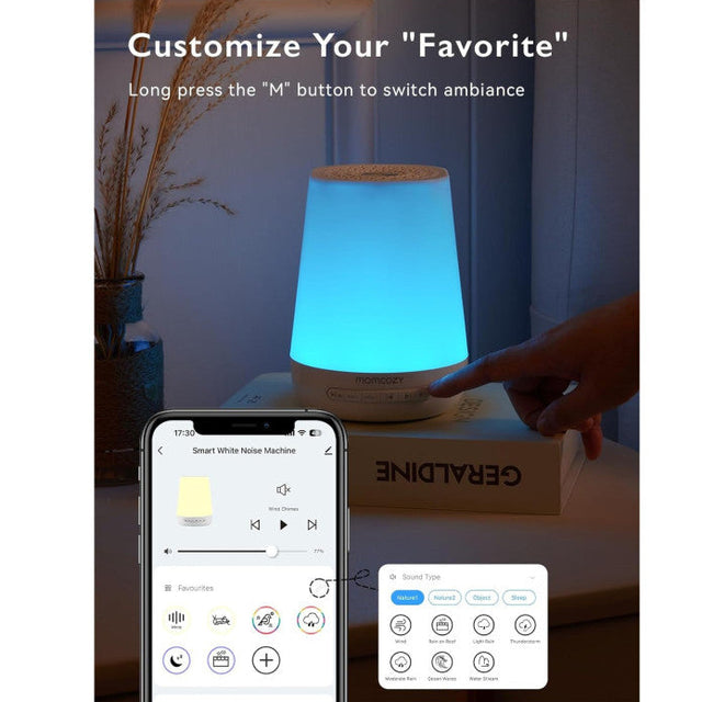 Momcozy baltojo triukšmo aparatas - šviestuvas