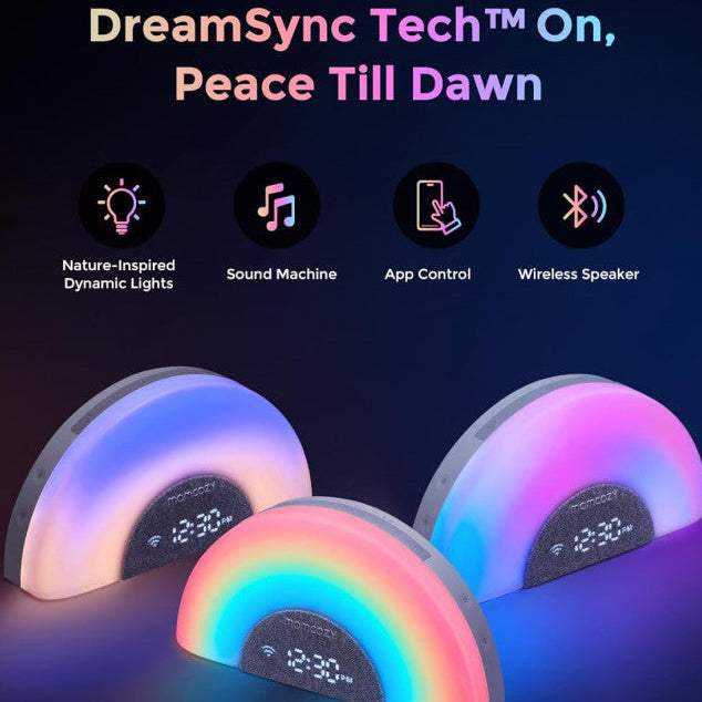 Momcozy baltojo triukšmo aparatas žadintuvas DreamSync™ su vaivorykštės šviesa, grey