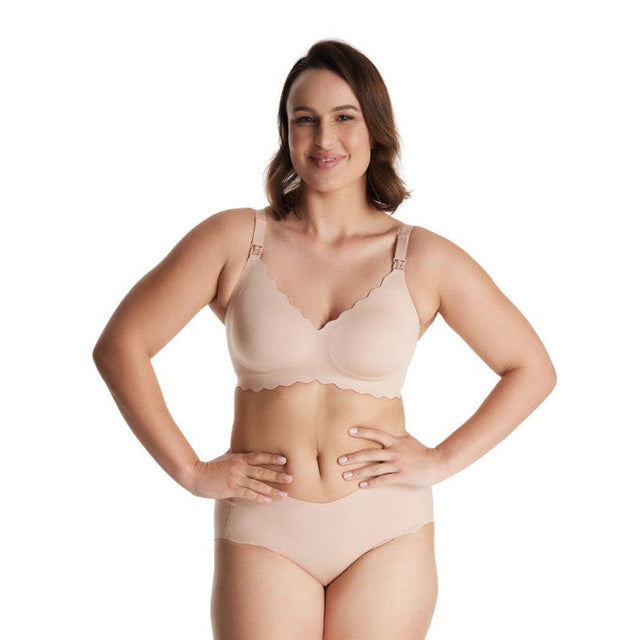 Momcozy besiūlė liemenėlė nėščiosioms ir maitinančioms Floral YN46, oyster pink