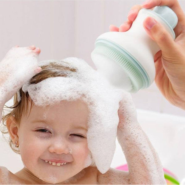 Momcozy kūdikio galvos plovimo rinkinys su talpa šampūnui ir putų pompa, žalias