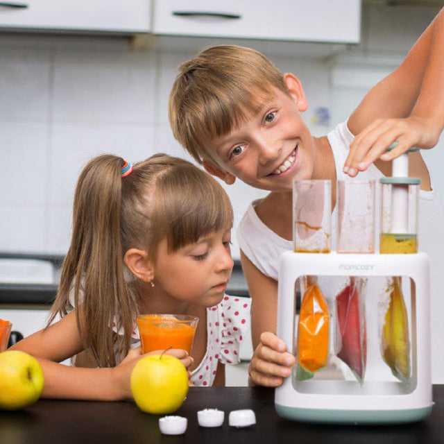 Momcozy kūdikių maisto maišelių užpildymo tyrelėmis įrenginys