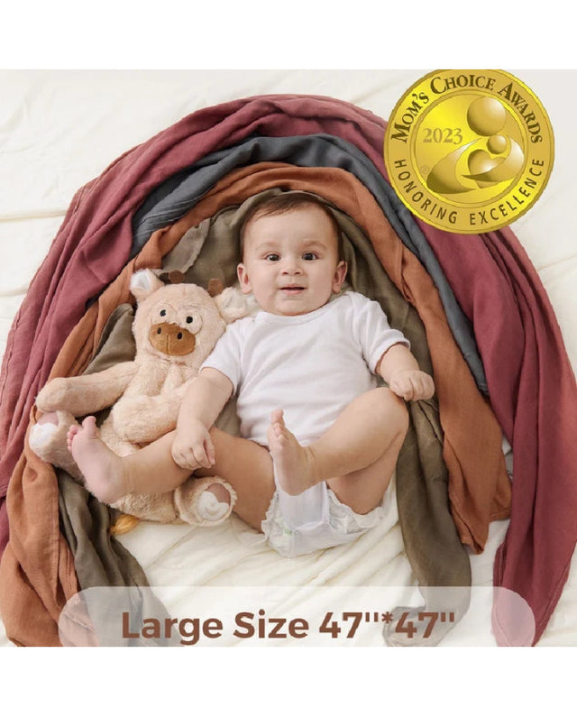 Momcozy muslino vystyklai kūdikiui, 4 vnt., 120 × 120 cm, Brown