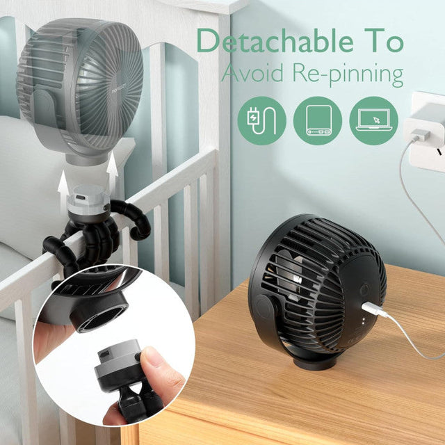 Momcozy nešiojamas vežimėlio ventiliatorius, rožinis