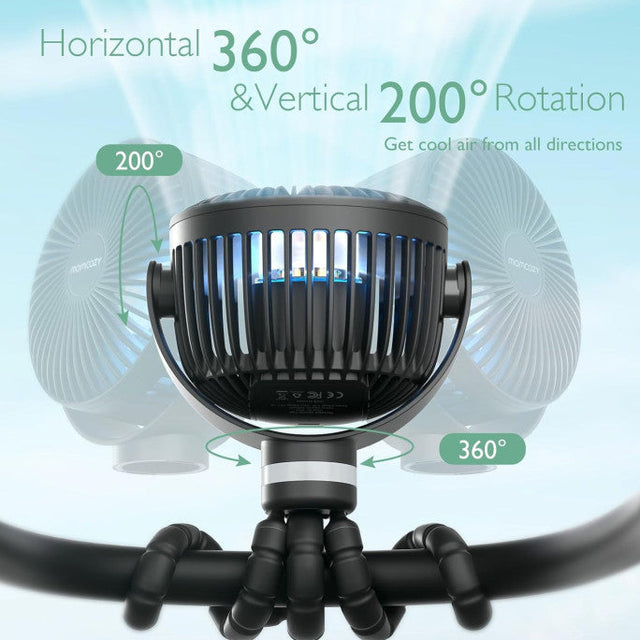 Momcozy nešiojamas vežimėlio ventiliatorius, rožinis