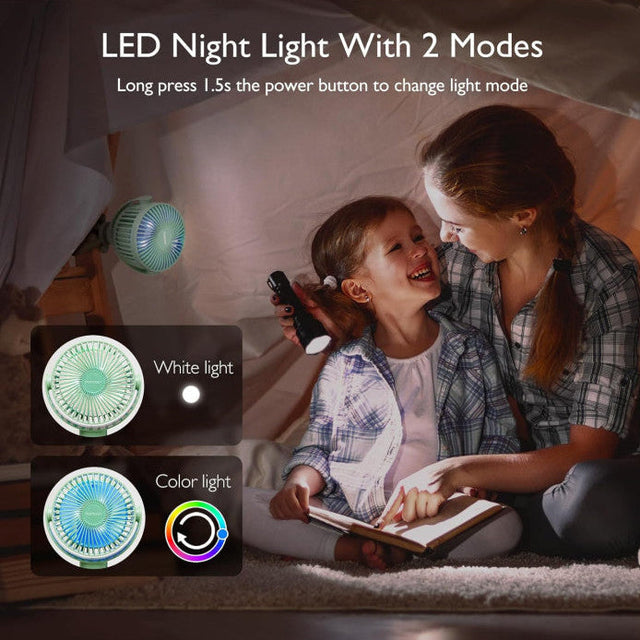 Momcozy nešiojamas vežimėlio ventiliatorius, žalias