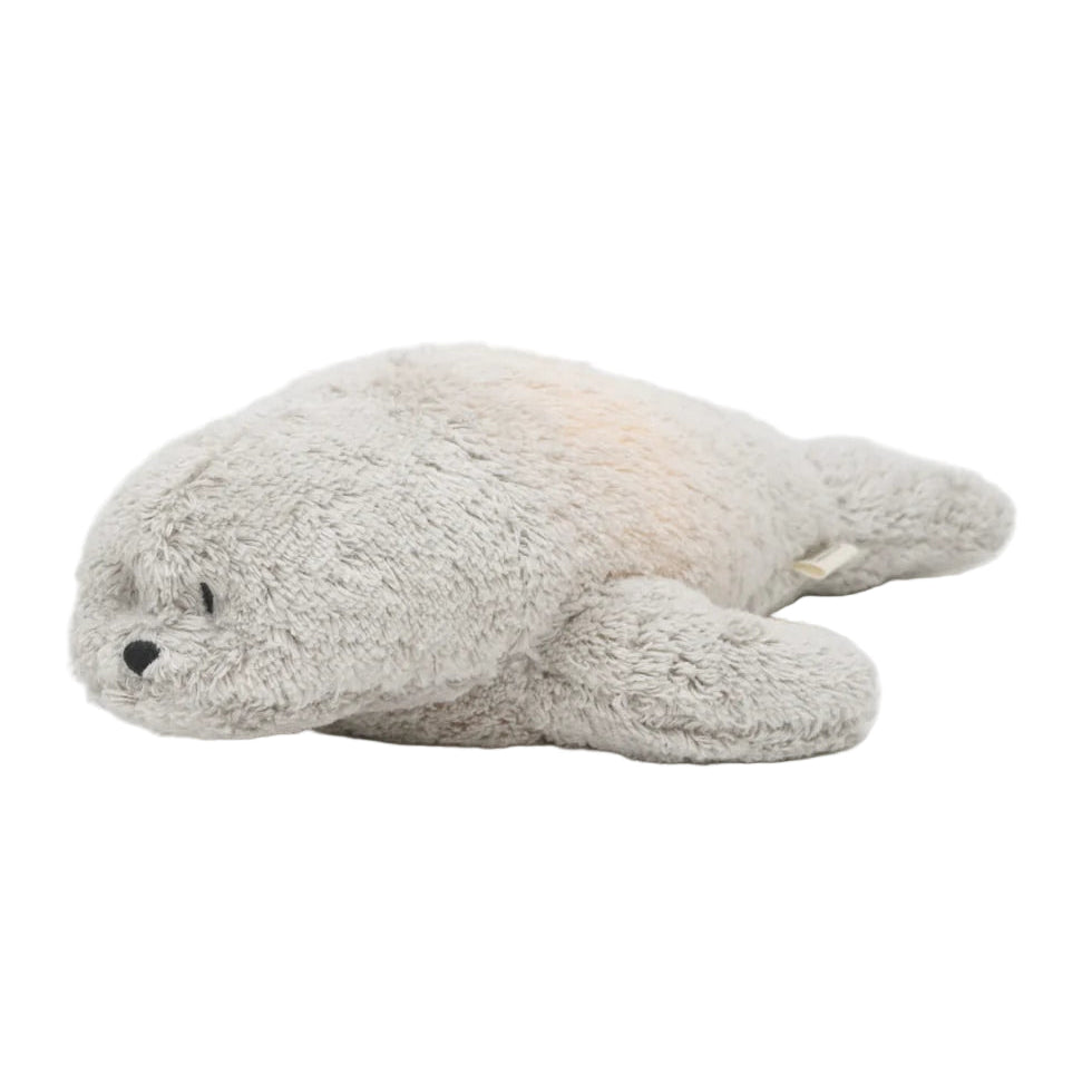Moonie 2.0 migdukas ruoniukas Organic Humming Seal - Grey su garso įrašymo funkcija