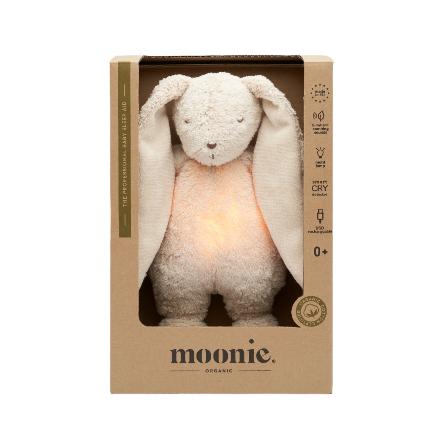 Moonie 2.0 migdukas Organic Humming Bunny - Sand su garso įrašymo funkcija