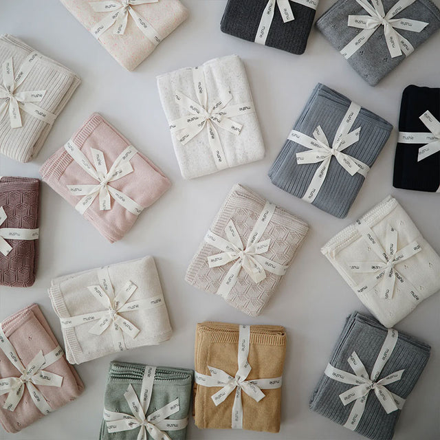 Mushie megztas pledas Ribbed Smoke