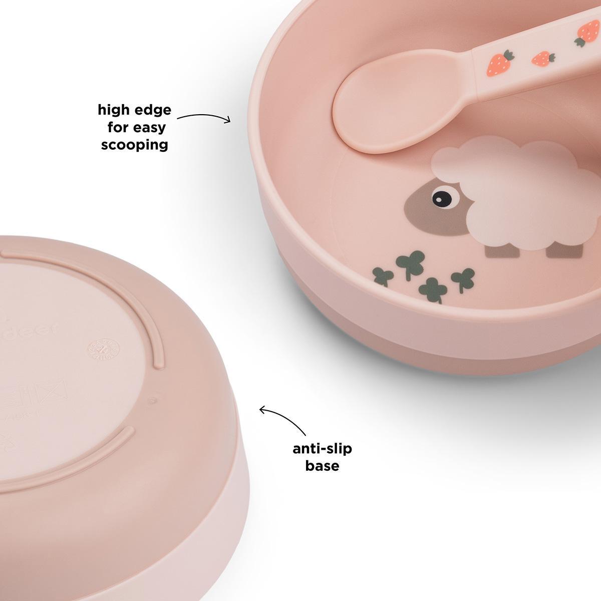 Deer neslīdošā bļoda Foodie Happy dots pulveris