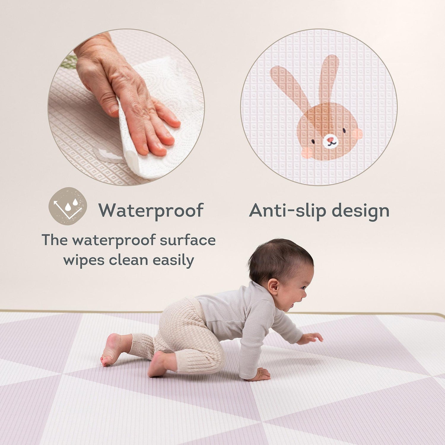 Taf Toys dvipusis vandeniui atsparus putų kilimėlis Roll & Play, 130×200
