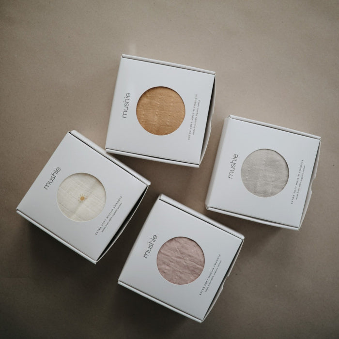 Mushie muslino vystyklas iš organinės medvilnės Rose Vanilla