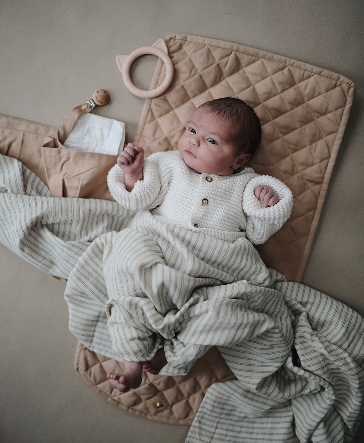 Mushie muslino vystyklas iš organinės medvilnės Caramel Polka Dots