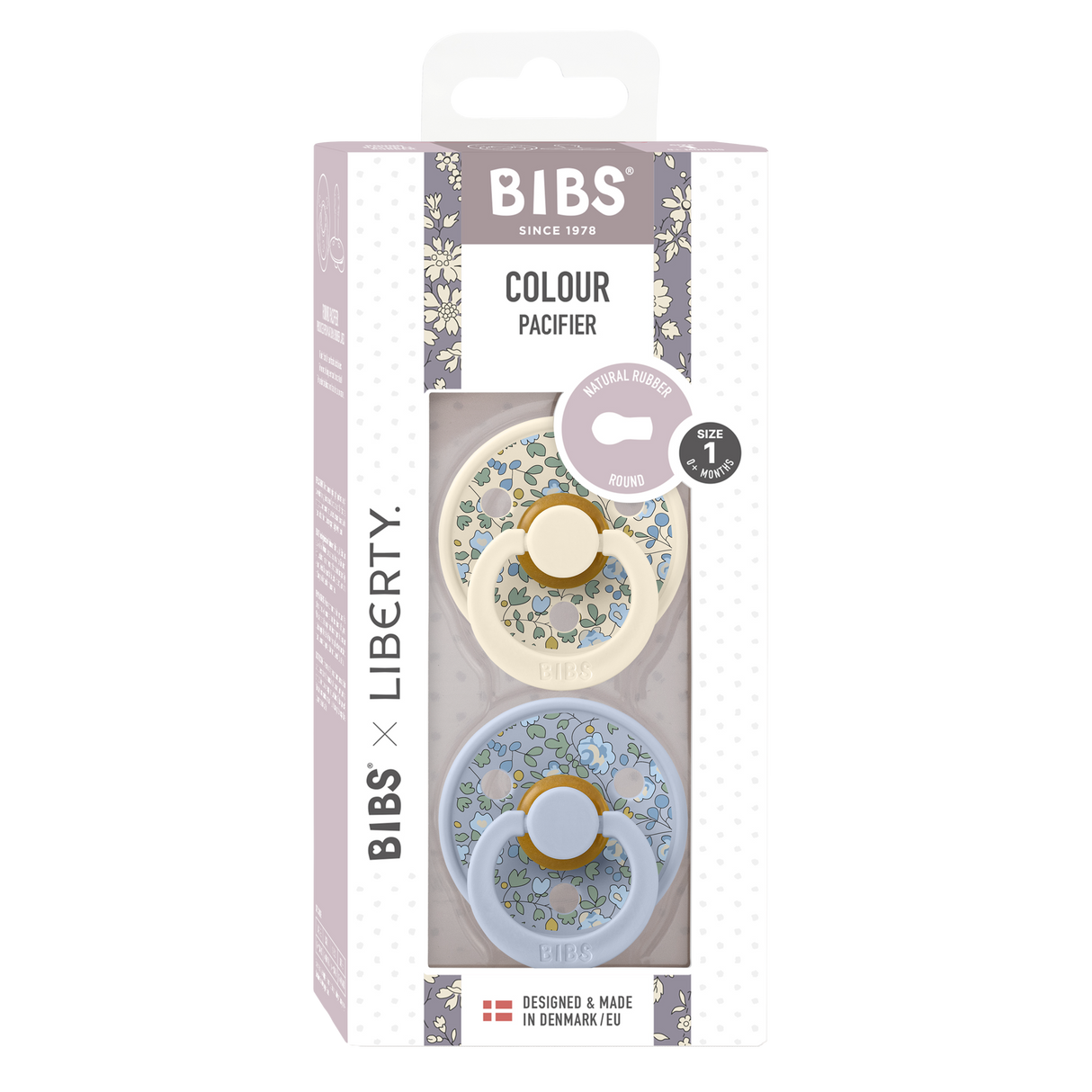 BIBS čiulptukų rinkinys 1 dydis (0 - 6 mėn.) Liberty Eloise Dusty Blue Mix