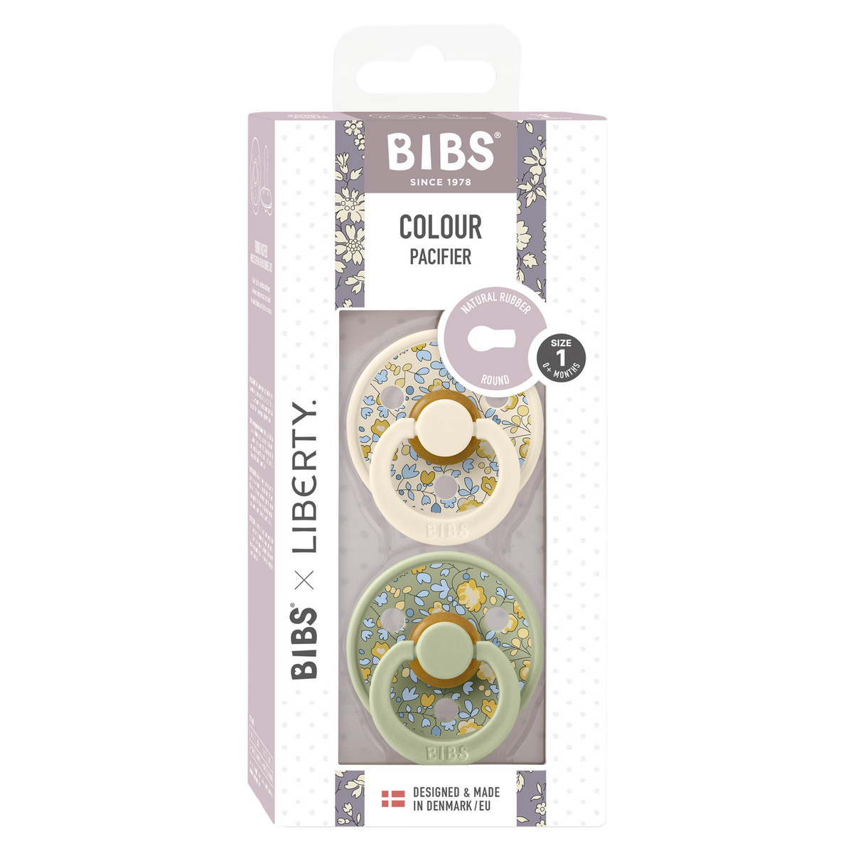 BIBS čiulptukų rinkinys 1 dydis (0 - 6 mėn.) Liberty Eloise Sage Mix
