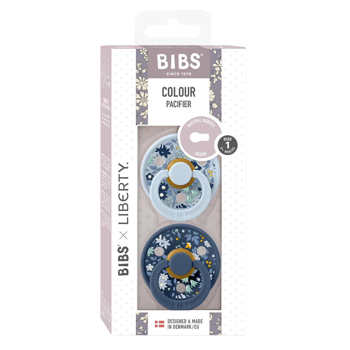 BIBS čiulptukų rinkinys 1 dydis (0 - 6 mėn.) Liberty Chamomile Lawn Baby Blue Mix