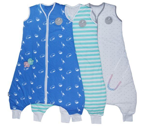 Natulino LITTLE WALKERS dvisluoksnis kūdikio miegmaišis White Grey Waves & Mint